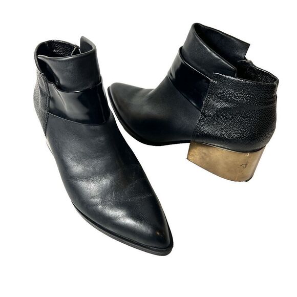 Sam Edelman Circus Womens 8 M Black Leather Comfort Casual Chunky Heel Zip Boots - Picture 1 of 11